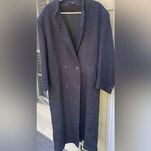 Vintage WEBSTER Private Line Collection Full Length Tweed Coat Navy Sz 42